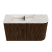 Mondiaz JOYA-DLUX 71.6cm toiletmeubel - ronding rechts kleur Walnut - Wastafel FAYE positie Links Zonder kraangat kleur Frappe. SW1422304