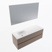 Mondiaz VICA ensemble de meuble de salle de bain - 130cm - meuble sous-vasque fumée - 2 tiroirs - lavabo lune gauche - 1 trou de robinet - couleur talc - miroir LED - version XL 60cm de haut SW1091608