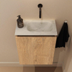 MONDIAZ TURE-DLUX Meuble toilette - 40cm - Washed Oak - EDEN - vasque Opalo - position droite - sans trou de robinet SW1126214