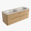 Mondiaz CIRO-DLUX Badkamermeubelset - 130x45x50cm - Solid surface wastafel Frappe - 2 wasbak Dubbel - 2 kraangaten - 4 lades - Oak SW1530872