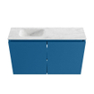 MONDIAZ TURE-DLUX Meuble toilette - 80cm - Jeans - EDEN - vasque Opalo - position gauche - sans trou de robinet SW1104357