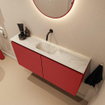 MONDIAZ TURE-DLUX Meuble toilette - 100cm - Fire - EDEN - vasque Ostra - position centrale - sans trou de robinet SW1104843