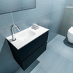MONDIAZ ADA Toiletmeubel - 60x30x50cm - 1 kraangat - 2 lades - urban mat - wasbak links - Solid surface - Wit SW472524