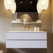 MONDIAZ VICA-DLUX Ensemble meuble de salle de bains - 130cm - meuble bas cale- 2 tiroirs - lavabo encastré cloud central - sans trous de robinet - version hauteur 60cm - glace SW1088345