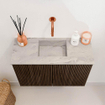 Mondiaz JOYA-DLUX 60cm meuble de toilette - couleur Walnut - Vasque FAYE position Milieu Sans trou de robinet couleur Glace. SW1422362