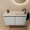 MONDIAZ TURE-DLUX Meuble toilette - 80cm - Plata - EDEN - vasque Opalo - position droite - 1 trou de robinet SW1104478