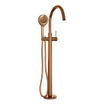 Brauer Copper Carving Staande Badkraan - handdouche rond 3 standen - 2 carving knoppen -geborsteld koper SW1164717