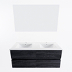 Mondiaz VICA ensemble de meuble de salle de bain - 120cm - meuble sous-vasque Anthracite - 4 tiroirs - lavabo denia double - 2 trous de robinet - couleur Blanc Brillant - miroir LED - version XL 60cm de haut SW1092053