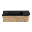 MONDIAZ KURVE 135cm Meuble salle de bain avec module 25 D - couleur Oak - 1 tiroir - 1 porte - vasque BIG MEDIUM gauche - 1 trou de robinet - Urban SW1138398