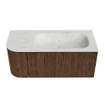 MONDIAZ KURVE-DLUX 105cm Meuble salle de bain avec module 25 G - couleur Walnut - 1 tiroir - 1 porte - vasque BIG SMALL droite - 1 trou de robinet - couleur Opalo SW1137633