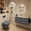 MONDIAZ TURE-DLUX 100cm meuble de toilettes Dark Grey. Lavabo EDEN Ostra position milieu. Sans trou de robinet. SW1104829