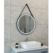 Wiesbaden cinto miroir rond avec bandeau, éclairage led, dimmable et miroir chauffant 60 cm noir mat SW767398