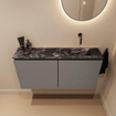 MONDIAZ TURE-DLUX Meuble toilette - 100cm - Smoke - EDEN - vasque Lava - position droite - sans trou de robinet SW1104084