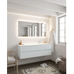 MONDIAZ VICA Ensemble de meuble salle de bain - 150cm - 4 tiroirs - lavabo Moon à droite - 1 trou de robinet - solid surface argile SW410592