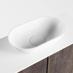 Mondiaz Fowy Meuble de toilette - 60x50x23cm - marron foncé mat - 0 trous de robinet - lavabo centré - 2 portes - solid surface - plan en mélamine - lavabo : blanc SW761358