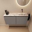 MONDIAZ TURE-DLUX meuble de toilettes 100 cm Smoke. EDEN lavabo Glace position à droite. Sans trou de robinet. SW1103580