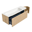 MONDIAZ KURVE-DLUX 135cm Meuble salle de bain avec module 25 D - couleur Oak - 1 tiroir - 1 porte - vasque BIG MEDIUM gauche - sans trou de robinet - couleur Ostra SW1137750