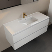 Mondiaz AIVY Ensemble de meuble - 120x45x50cm - 1 trou de robinet - 1 vasque talc céramique - Centre - 2 tiroirs - avec miroir - MDF Talc SW892373