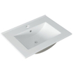 Saniclass Prime Essential Ensemble meuble de salle de bains - 60x55x46cm - 1 vasque rectangulaire blanche - 1 trou de robinet - 2 tiroirs - miroir rectangulaire - chêne clair SW924993