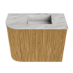 Mondiaz JOYA-DLUX Meuble de salle de bains 51,6cm - arrondi gauche couleur Chêne - Vasque FAYE position Droite 1 trou de robinet couleur Glace. SW1426200