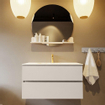 Mondiaz VICA-DLUX ensemble de meuble de salle de bain - 90cm - meuble sous-vasque lin - 2 tiroirs - lavabo encastrée nuage milieu - 1 trou de robinet - version haute de 60cm - ostra SW1087441