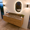 Mondiaz CIRO-DLUX Badkamermeubelset - 170x45x50cm - Solid surface wastafel Sombra - 1 wasbak Rechts - zonder kraangaten - 4 lades - Oak SW1531263