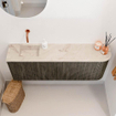 Mondiaz JOYA-DLUX 111.6cm toiletmeubel - ronding rechts kleur Shadow - Wastafel FAYE positie Links Zonder kraangat kleur Frappe. SW1422740