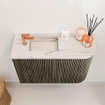 Mondiaz JOYA-DLUX 61.6cm toiletmeubel - ronding rechts kleur Shadow - Wastafel FAYE positie Links 1 kraangat kleur Nata. SW1425002