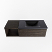 Mondiaz BUKLA Ensemble de meuble - 120x45x34cm - 1 trou de robinet - lavabo à droite - solid surface - Urban - sans poignée - 1 tiroir - Mélamine - Marron foncé SW705141