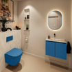 MONDIAZ TURE-DLUX Meuble toilette - 60cm - Jeans - EDEN - vasque Ostra - position centrale - sans trou de robinet SW1104860