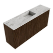 Mondiaz JOYA-DLUX 90cm meuble de salle de bains - couleur Walnut - Vasque FAYE position Milieu Sans trou de robinet couleur Glace. SW1422424