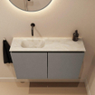 MONDIAZ TURE-DLUX Meuble toilette - 80cm - Smoke - EDEN - vasque Ostra - position gauche - sans trou de robinet SW1105157