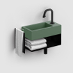 Clou Flush open kast 44x18x20.5cm met handdoekhouder links gepoedercoat rvs zwart SW358027