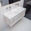 Mondiaz VICA ensemble de meuble de salle de bain - 120cm - meuble sous-vasque carrara - 2 tiroirs - lavabo moon double - sans trous de robinet - miroir LED - version XL 60cm de haut SW1097586