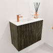 Mondiaz JOYA 50cm meuble de salle de bains - couleur Shadow - Vasque FAYE position Gauche 1 trou de robinet couleur Talc SW1421440