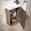 Saniclass Chaci ensemble meuble lave-mains - 40x55 cm - 1 porte - lave-mains en marbre minéral - noyer SW1574581