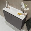 MONDIAZ TURE Kit lave-mains - 60x23x50cm - 1 trou de robinet - 2 portes - gris foncé mat - Lavabo à gauche - Acrylique Blanc SW474947