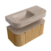 MONDIAZ THOR-DLUX 100cm badmeubel ronding links + rechts kleur Oak met 1 lade en 2 deuren. Vrijhangende wastafel CLOUD Links 1 kraangat kleur Saba. SW1467553