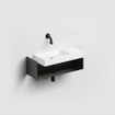 Clou Mini Wash Me Open Kast - 53x19x17.5cm - rechts - met handdoekhouder - zwart SW928527