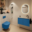 MONDIAZ TURE-DLUX Meuble toilette - 80cm - Jeans - EDEN - vasque Opalo - position droite - 1 trou de robinet SW1104358