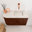 Mondiaz JOYA-DLUX 61.6cm toiletmeubel - ronding links kleur Ruby - Wastafel FAYE positie Rechts Zonder kraangat kleur Ostra. SW1423840
