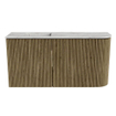 Mondiaz JOYA-DLUX Meuble de salle de bains 81,6cm - arrondi droit couleur Dusk - Vasque FAYE position Gauche Sans trou de robinet couleur Glace SW1423183