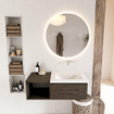 MONDIAZ BUKLA 100cm ensemble de meuble avec module ouvert 40 couleur Marron Foncé avec 1 tiroir. Lavabo CLOUD à droite 0 trous de robinet couleur Talc. SW1382124