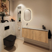 MONDIAZ TURE-DLUX Meuble toilette - 120cm - Washed Oak - EDEN - vasque Opalo - position gauche - sans trou de robinet SW1104636