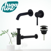 FugaFlow Eccelente Sobrado Slim Slim Kit mitigeur lavabo - robinet encastrable - bonde clic clac - siphon design - Noir mat SW1124361