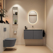 MONDIAZ TURE-DLUX Meuble toilette - 100cm - Dark Grey - EDEN - vasque Opalo - position centrale - sans trou de robinet SW1104270