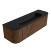 MONDIAZ KURVE 150cm Meuble salle de bain avec module 25 G et D - couleur Walnut - 1 tiroir - 2 portes - vasque BIG MEDIUM centre - 1 trou de robinet - Urban SW1138461