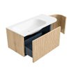 MONDIAZ KURVE 95cm Meuble salle de bain avec module 25 D - couleur Oak - 1 tiroir - 1 porte - vasque BIG SMALL gauche - 1 trou de robinet - Talc SW1138138