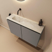 MONDIAZ TURE-DLUX Meuble toilette - 80cm - Smoke - EDEN - vasque Ostra - position gauche - sans trou de robinet SW1105157