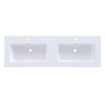 Arcqua Mira Lavabo encastré - 141x46x1.5cm - double vasque - 2 trous de robinet - marbre de synthèse - blanc brillant SW1581372